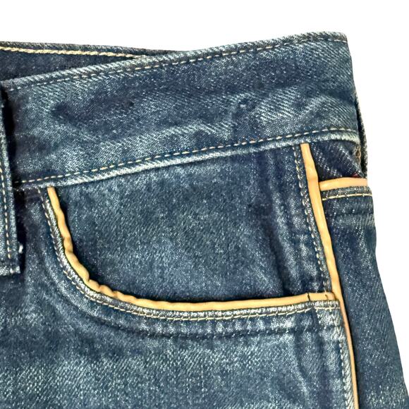 Banana Republic High Rise Vintage Straight Brown Piping Trim Blue Jeans size 26 - Picture 7 of 11